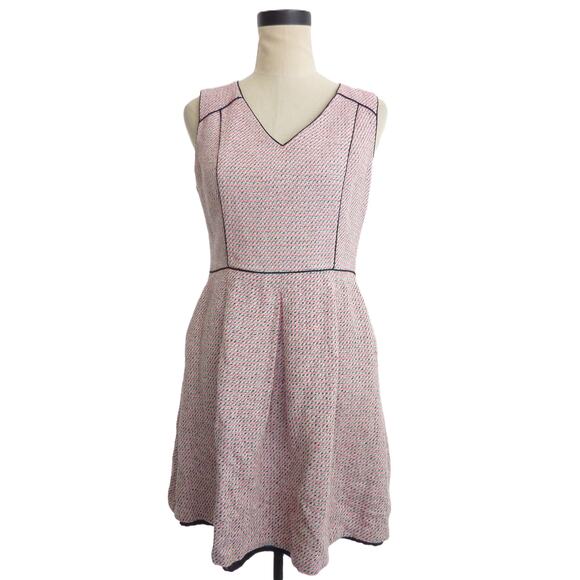 Banana Republic Sleeveless Tweed Neon Pink White Dress Size 6 - Picture 1 of 6
